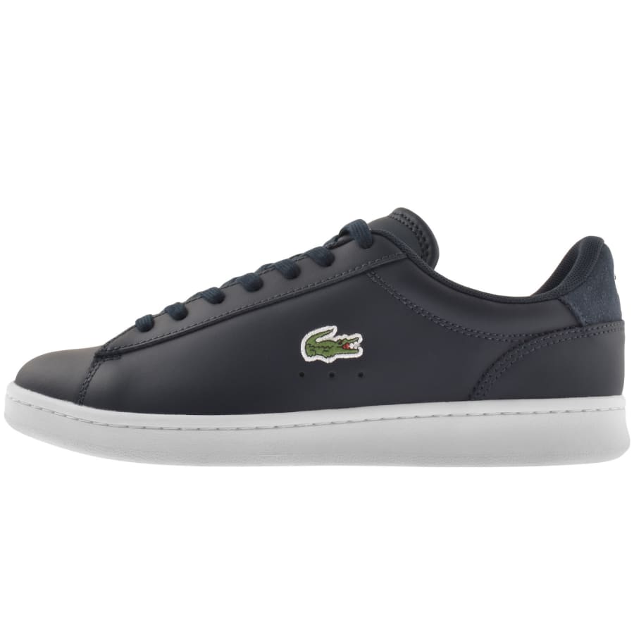 Lacoste navy leather trainers on sale